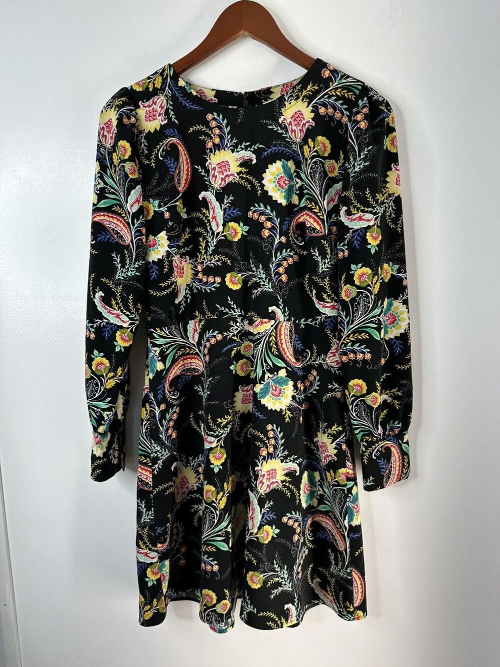 LOFT Women's Floral Print Long Sleeve Shirt Dress Multicolor Size 2 Puff Shoulde
